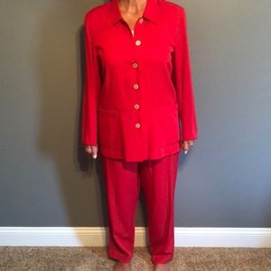 Liz Baker Red Pantsuit